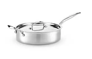 heritage steel 4 quart sauté pan with lid - titanium strengthened 316ti stainless steel with 7-ply construction - induction-ready and dishwasher-safe, made in usa
