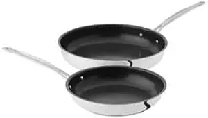 cuisinart chef\'s classic stainless nonstick 2-piece 9-inch and 11-inch skillet set - black and silver