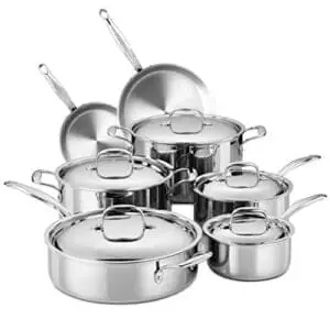 legend 3-ply stainless steel cookware set | multiply superstainless 12-piece professional home chef grade clad pots & pans sets | all surface induction & oven safe | premium gifts for men & women