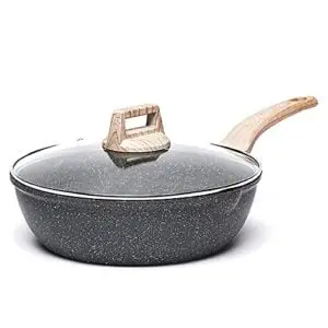 carote nonstick saute pan induction cookware granite deep frying pan, non stick skillet chef pan, pfoa free ( classic granite, 3 quart)