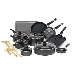 ecolution easy clean non-stick cookware, dishwasher safe pots and pans set, 20 piece, black