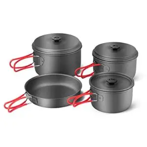 alocs camping cookware pots and pans set backpacking mess kit for hiking picnic outdoor lightweight