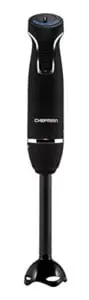 chefman immersion blender 300-watt turbo 12 speed stick hand blender, powerful ice crushing design purees smoothies, sauces & soups, detachable heat resistant plastic blade guard protects pots, black