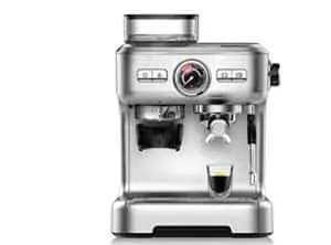 semi automatic espresso coffee machine，all-in-one espresso machine stainless steel with coffee grinder, 20 bar , dual heating system, advanced latte system & hot water spout for coffee and tea