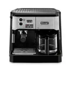 de'longhi bco430bm all-in-one combination maker & espresso machine + advanced milk frother for cappuccino, latte & macchiato + glass coffee pot 10-cup