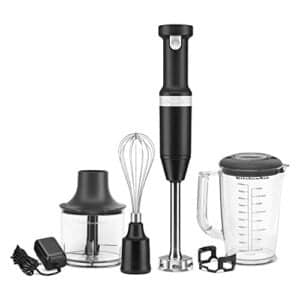 kitchenaid cordless variable speed hand blender with chopper and whisk attachment - khbbv83