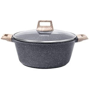 carote non stick dutch oven with lid, nonstick stock pot soup pot, granite cooking pot, casserole dish with lid, nonstick cookware, pfoa free（2.3-quart, classic granite）
