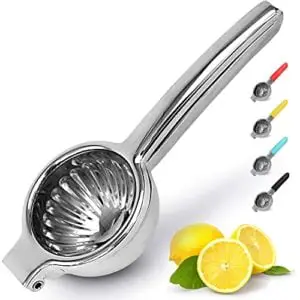 lemon squeezer stainless steel with premium quality heavy duty solid metal squeezer bowl - large manual citrus press juicer and lime squeezer stainless steel - by zulay kitchen
