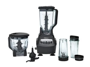 ninja bl770 mega kitchen system, 1500w, 4 functions for smoothies, processing, dough, drinks & more, with 72-oz.* blender pitcher, 64-oz. processor bowl, (2) 16-oz. to-go cups & (2) lids, black