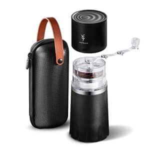 perfect gift -soulhand portable coffee grinder set, manual coffee grinder with adjustable ceramic burr and foldable hand crank, all-in-one coffee maker for travel camping working office