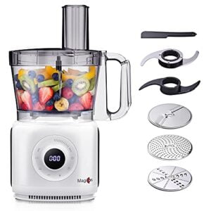 food processors - magiccos new 7-in-1 large digital food processors, 14cup,1000w, 3 auto-iq preset programs & upgraded smart lcd-panel-multifunction-chopping-kneading-shredding, pearl white