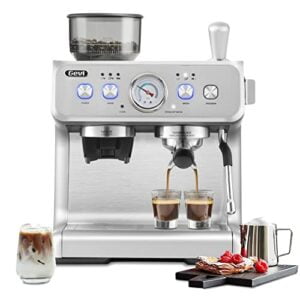 gevi espresso machine & coffee maker - 20bar semi automatic espresso machine with grinder & steam wand – all in one espresso maker & latte machine for home dual heating system