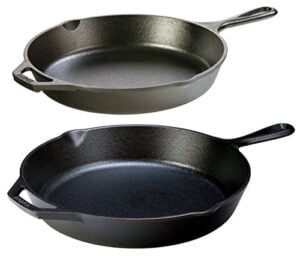 lodge seasoned cast iron 2 skillet bundle. 12 inches and 10.25 inches set of 2 cast iron frying pans